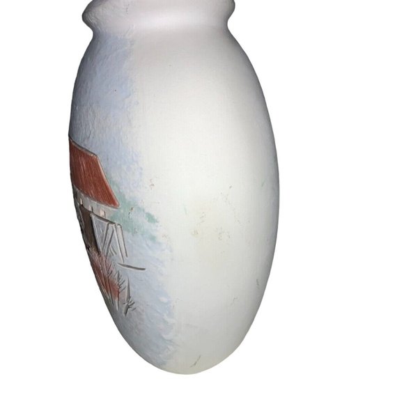 Clay Vase/ Planter with Country Barn Farm Scene - Picture 7 of 8